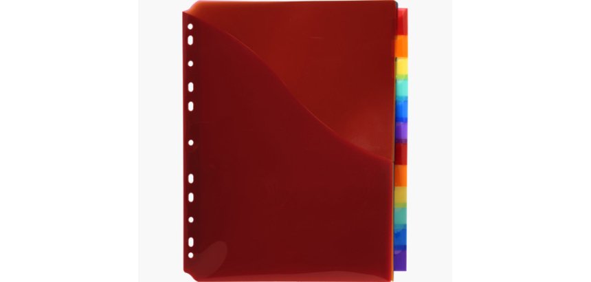 Intercalaire exacompta polypropylène 20/100e 12 touches a4+ personnalisable avec pochettes étiquettes coloris assortis