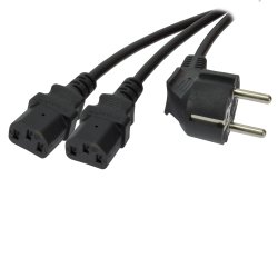 MCL Power Cable Black 2.0m Noir 2 m Bloc terminal à 2 broches Prise d'alimentation type F
