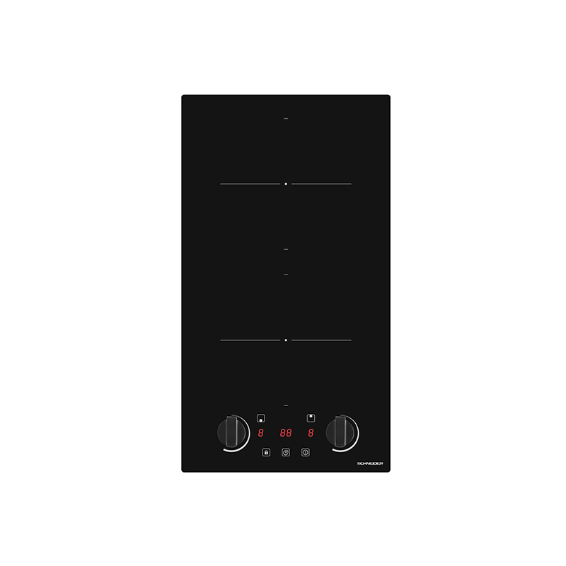 Plaque De Cuisson Domino Vitrocéramique SCHNEIDER SDV30M - 2 Foyers, 3000W Total | Manettes Frontales, Témoin Chaleur Résiduelle