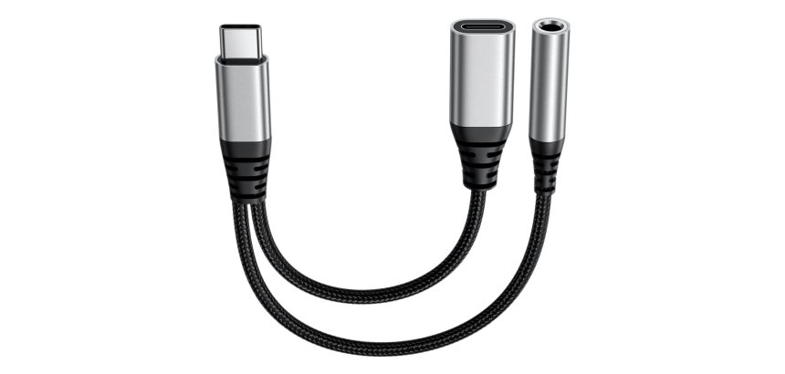 DLH DY-AD5435 câble USB 0,13 m USB C USB C/3.5mm Noir, Gris