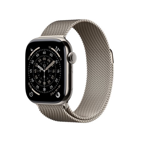 Apple watch Apple Watch Series 11 GPS + Cellular 42mm Boitier en Titane Naturel avec Natural Milanese Loop