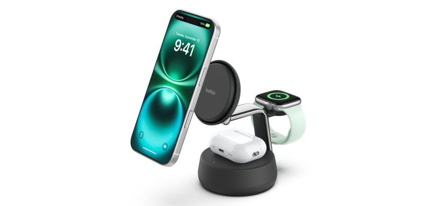 Belkin Qi2 Fitness tracker, Casques, Smartphone, Smartwatch Noir USB Recharge sans fil Charge rapide Intérieure