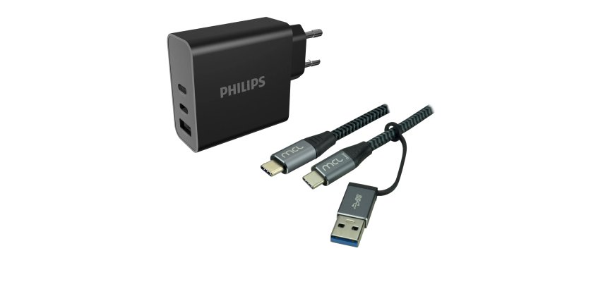 MCL - Chargeur secteur 65W + câble tressé USB Type C 2m