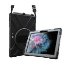 DLH Coque renforcee avec bandouliere, poignee rotative et pied support pour Microsoft Surface Go 2 / Go 3