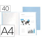 Protege-documents liderpapel polypropylene couverture      flexible 40 pochettes fixes   a4 220x297mm bleu ciel opaque