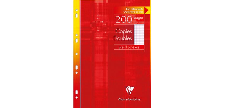Copies doubles sous étui A4 200 pages perforées grands carreaux