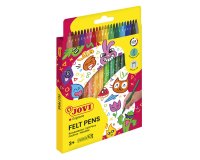 Feutre coloriage jovi lavable capuchon sécurité ventilé pointe solide 3mm 2 formats fine/maxi pochette 24 unités