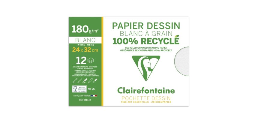 Dessin à Grain 100% Recyclé pochette 12F 24x32 180g