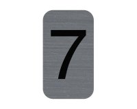 Plaque adhésive imitation Aluminium Chiffre 7 2,5x4,4 cm - Gris