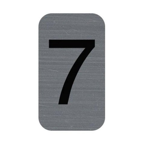 Plaque adhésive imitation Aluminium Chiffre 7 2,5x4,4 cm 67187E