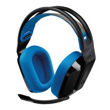 Logitech G Auriculares inalámbricos con micrófono Logitech G535 LIGHTSPEED para gaming - Auriculares supraaurales ligeros, micrófono volteable para silenciar, batería de 33 horas, compatibles con PS5, PS4 y PC, recargables por USB-C - negro/azul