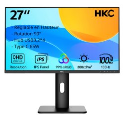 MCL Moniteur 27" IPS QHD, HDMI + DP + Audio + Type C + USB 3.2 + SPK
