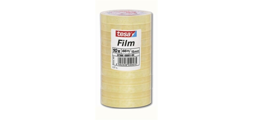 Nastro adesivo Tesafilm - 15 mm x 66 m - PP - trasparente - Tesa - torre 10 pezzi