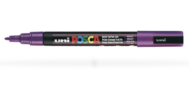 Marqueur posca pc3m gouache encre inodore toutes surfaces pointe fine conique couleur opaque couvrante violet