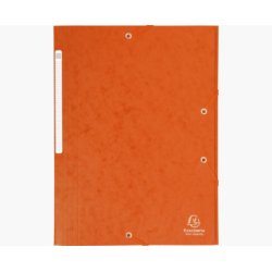 Chemise 3 rabats et élastique monobloc, carte lustrée 5/10e Orange, élastique fixé devant