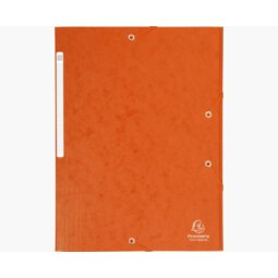 Chemise 3 rabats et élastique monobloc, carte lustrée 5/10e Orange, élastique fixé devant