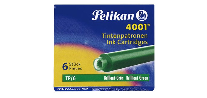 Cartouche pelikan courte standard vert étui 6 unités