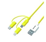 Pantone PT-USB003Y1 USB cable 1.2 m USB A USB C/Micro USB A/Lightning Yellow