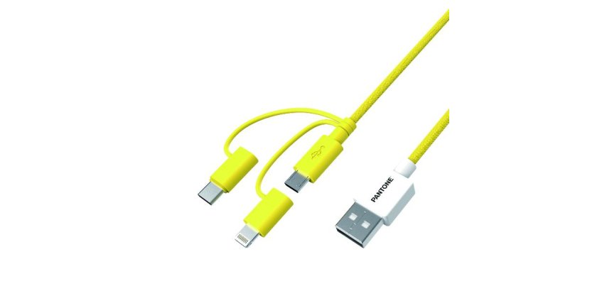 Pantone PT-USB003Y1 USB cable 1.2 m USB A USB C/Micro USB A/Lightning Yellow