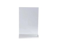 Porte-visuel vertical pied aluminium A5 - Cristal