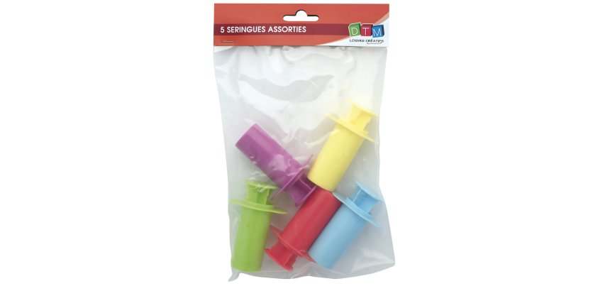 Lot seringues gros modeles graine creative motifs        fantaisie pour modelage 5     coloris assortis