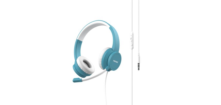 Pantone PT-WDH002GY2220 headphones/headset Wired Head-band Office/Call center Aqua colour