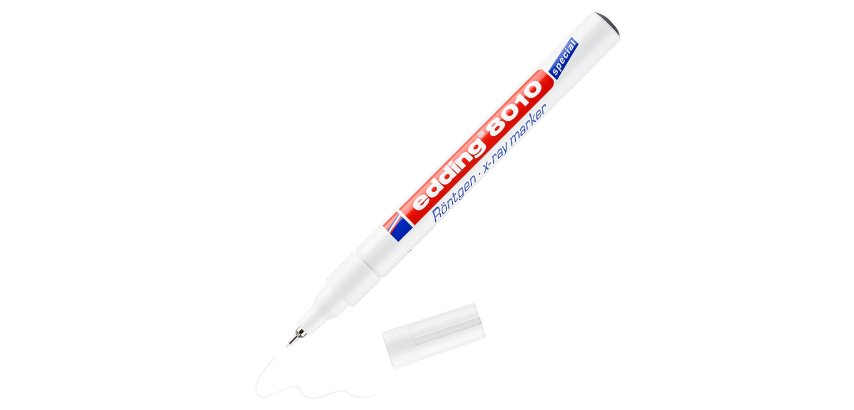 Marqueur edding e-8010 x-ray pointe ogive trait 0.8mm photo/radio hôpitaux résistant eau lumière abrasion blanc opaque