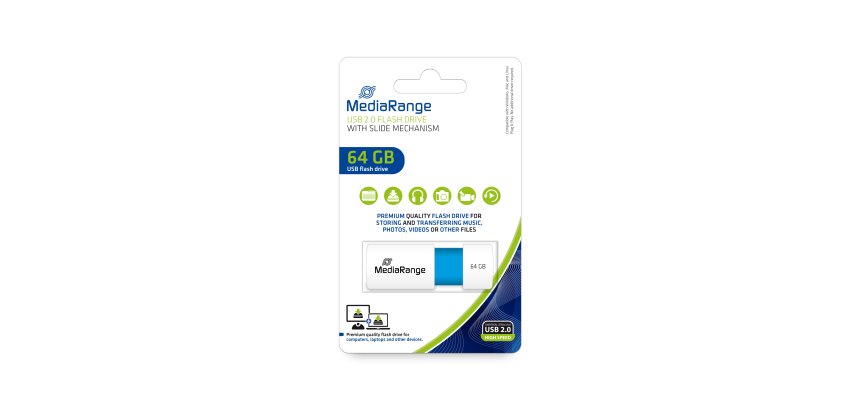 MediaRange USB Stick 64GB MR974 flash USB drive 64 GB USB Type-A 2.0 Blue, White