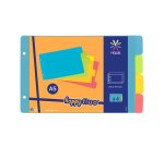 Intercalaires A5 en polypropylène Viquel Happy Fluo 4 onglets - 1 jeu