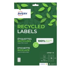 Etiquette recyclée  99,1 x 33,9 mm jet d'encre et laser Avery LR7162 blanche - Boîte de 240