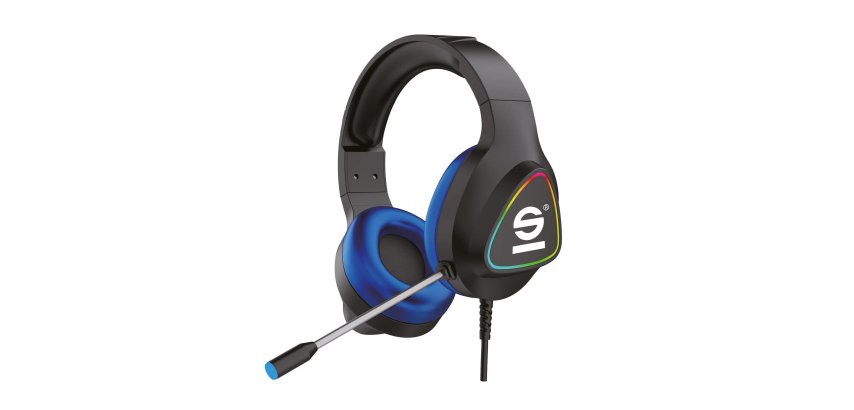 Sparco SPHEADPHONEPRO headphones/headset Wired Head-band Gaming USB Type-A Black, Blue