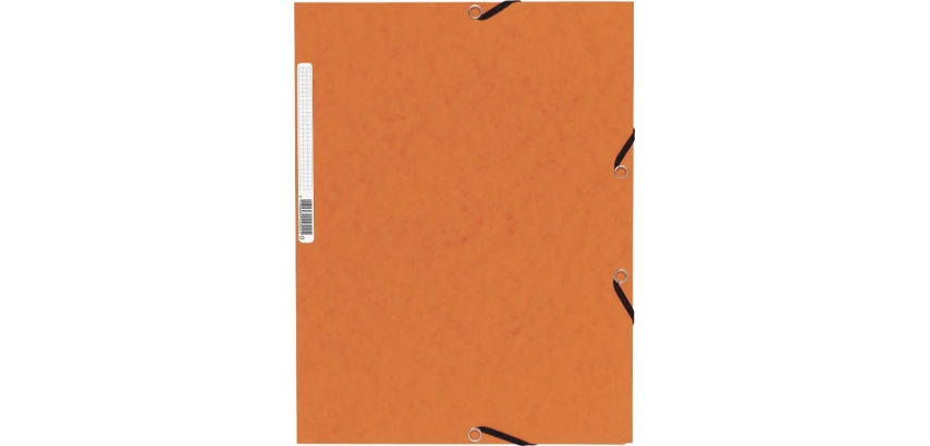 Chemise exacompta 3 rabats carte lustree 355gr a4        fermeture elastique etiquette coloris orange lot 10 unites