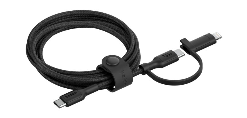 Belkin BoostCharge Pro câble USB USB 2.0 1,5 m USB C USB C/Lightning 0,48 Gbit/s 60 W Noir