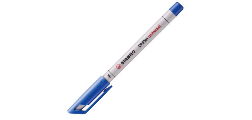 Stylo-feutre stabilo ohp pen soluble pointe fine 0.7mm multi-supports effaçable grip ergonomique coloris bleu