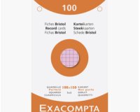 Étui de 100 fiches - bristol quadrillé 5x5 perforé 100x150mm - Couleurs assorties