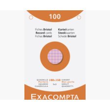 Étui de 100 fiches - bristol quadrillé 5x5 perforé 100x150mm - Couleurs assorties