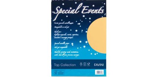 Carta metallizzata Special Events - A4 - 250 gr - bianco - Favini - conf. 10 fogli