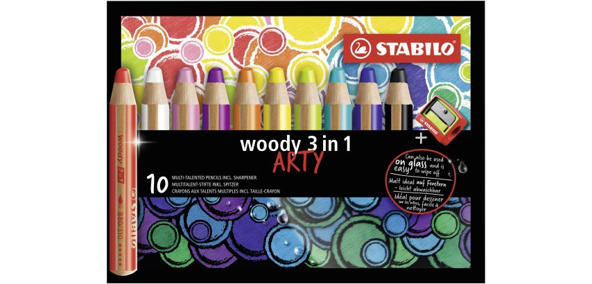 Crayon multi-talents woody 3en1, étui de 10 ARTY