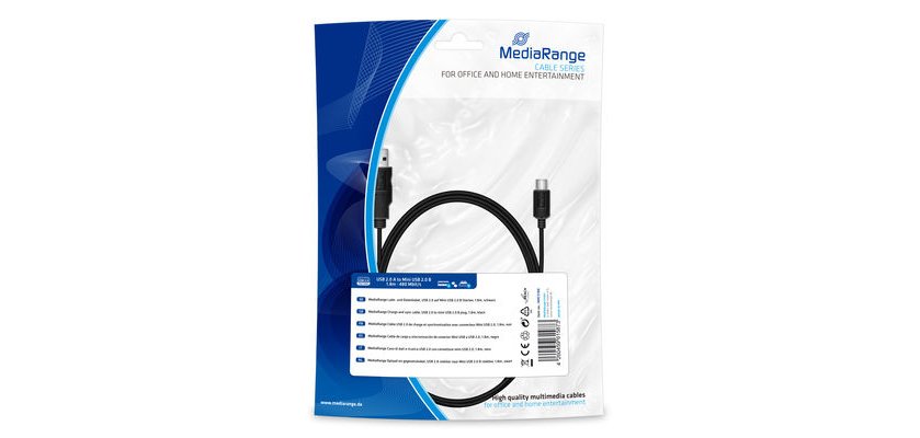 MediaRange MRCS188 USB-kabel USB 2.0 1,8 m USB A Mini-USB B 0,48 Gbit/s Zwart