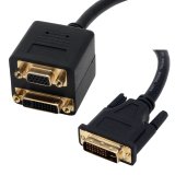 MCL Adapteur EN Cable DVI-I M / HD15 FM + DVI-I FM câble DVI 0,2 m Noir