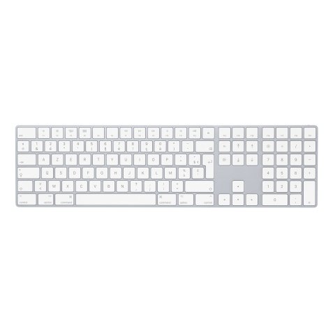 Apple Magic Keyboard w/ Numeric Keypad clavier Universel Bluetooth AZERTY Français Argent, Blanc