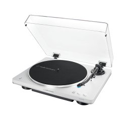 Audio-Technica AT-LP70XBT Tocadiscos de tracción por correa Plata, Blanco Totalmente automático