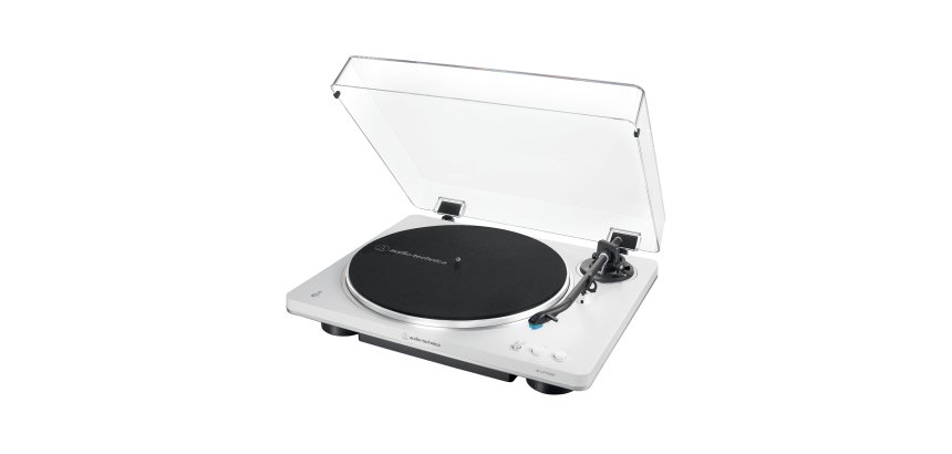 Audio-Technica AT-LP70XBT Tocadiscos de tracción por correa Plata, Blanco Totalmente automático