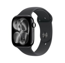 Apple Watch Series 11 GPS 46mm Jet Black Aluminium Case with Black Sport Band - M/L