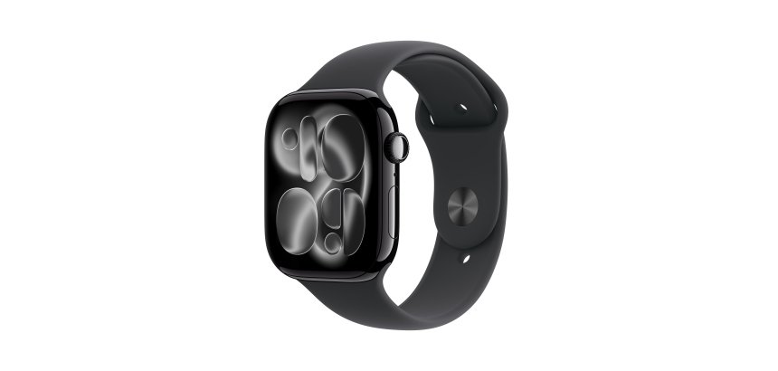 Apple Watch Series 11 GPS 46mm Jet Black Aluminium Case with Black Sport Band - S/M