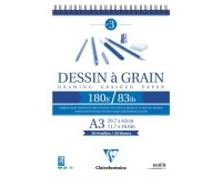 Bloc dessin   grain clairefontaine spirale a3     blanc 29,7cmx42cm 180gr 30f