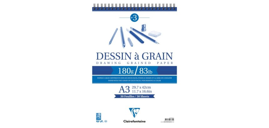 Dessin à Grain bloc spiralé 30F A3 180g