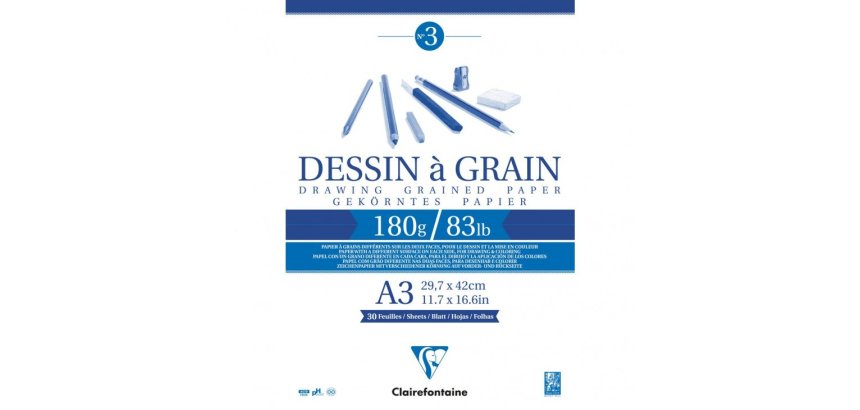 Dessin à Grain bloc collé 30F A3 180g