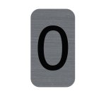 Plaque adhésive imitation Aluminium Chiffre 0 2,5x4,4 cm - Gris