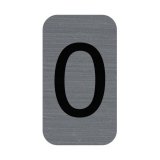 Plaque adhésive imitation Aluminium Chiffre 0 2,5x4,4 cm - Gris
